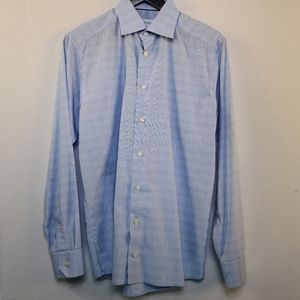 Eton Men's Shirt Light Blue Plaid Pattern